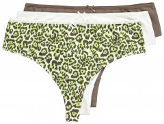 Ulla Popken 848826 Chiloți tanga cu imprimeu animal set de 3 Taupe