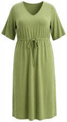 Ulla Popken 848829 Rochie midi cu mânecă scurtă și șnur Verde deschis