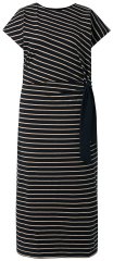 Ulla Popken 848921 Rochie din jerseu în dungi cu cordon de legat Neagră