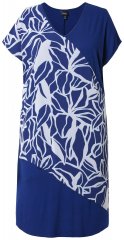 Ulla Popken 849033 Rochie din șifon cu mânecă scurtă și decolteu în V Bleumarin