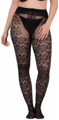 Ulla Popken 849055 Ciorapi cu chilot cu flori Neagră