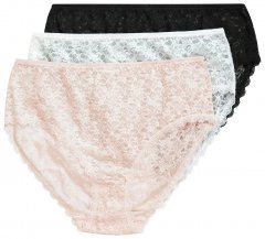 Ulla Popken 849194 Chiloți cu flori cu dantelă set de 3 Neagră