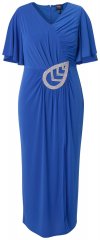 Ulla Popken 849530 Rochie de seară imprimată cu strasuri Albastru regal