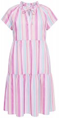 Ulla Popken 849969 Rochie midi în dungi cu volane Roz