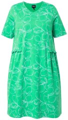 Ulla Popken 850204 Rochie din jerseu cu mânecă scurtă și decolteu în V Verde