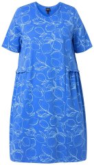 Ulla Popken 850204 Rochie tip tricou imprimată cu volane Albastru