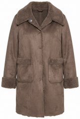 Ulla Popken 850251 Palton teddy Maro deschis