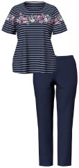 Ulla Popken 850403 Pijama cu flori Bleumarin