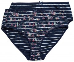Ulla Popken 850538 Chiloți cu flori din bumbac organic set de 2 Bleumarin