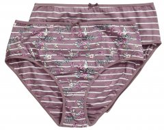 Ulla Popken 850538 Chiloți cu flori din bumbac organic set de 2 Maro