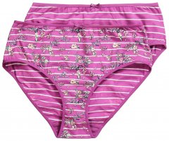 Ulla Popken 850538 Chiloți cu flori din bumbac organic set de 2 Violet