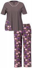 Ulla Popken 850903 Pijama cu flori set de 2 Maro