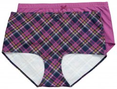 Ulla Popken 851071 Chiloți în carouri din bumbac organic set de 2 Violet
