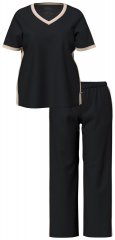 Ulla Popken 851245 Pijama în dungi Neagră