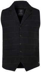 JP1880 851395 Vestă din tweed în carouri cu stretch Neagră