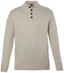 JP1880 851436 Pulover tricotat cu guler cu nasturi Maro nucă TALL