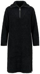 Ulla Popken 851563 Rochie tricotată cu mânecă lungă și guler înalt Neagră