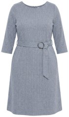 Ulla Popken 851666 Rochie midi în dungi cu mânecă 3/4 Gri melanj