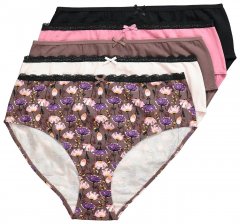 Ulla Popken 851711 Chiloți cu flori set de 5 Maro
