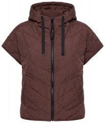 Ulla Popken 851785 Vestă matlasată oversize cu glugă Maro