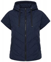 Ulla Popken 851785 Vestă matlasată oversize cu glugă Bleumarin