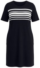 Ulla Popken 852079 Rochie tip tricou în dungi Neagră