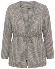 Ulla Popken 852086 Cardigan în dungi cu șnur Taupe