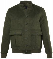 JP1880 852294 Jachetă din amestec de lână cu guler înalt Verde kaki