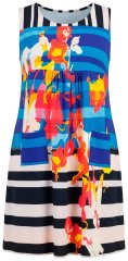 Ulla Popken 852308 Rochie din jerseu în dungi Bleumarin