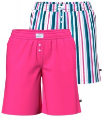 Ulla Popken 852752 Pantaloni scurți de pijama în dungi set de 2 Roz