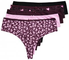 Ulla Popken 852758 Chiloți tanga cu model set de 5 Prună