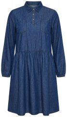 Ulla Popken 852768 Rochie din denim în formă de A cu buzunare Albastru denim