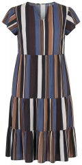 Ulla Popken 852771 Rochie în dungi cu volane Bleumarin