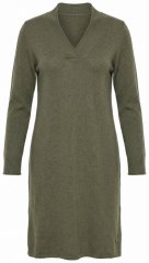 Ulla Popken 853077 Rochie tricotată cu mânecă lungă și decolteu în V Kaki