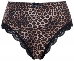 Ulla Popken 853106 Chiloți tanga cu imprimeu animal Neagră