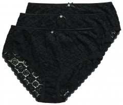 Ulla Popken 853495 Chiloți cu flori set de 3 Neagră