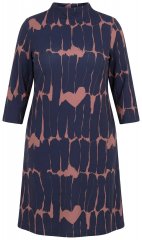 Ulla Popken 853590 Rochie din jerseu imprimată cu mânecă 3/4 Bleumarin