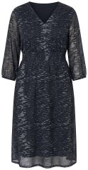 Ulla Popken 853620 Rochie midi cu imprimeu animal și mânecă 3/4 Neagră