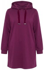 Ulla Popken 853652 Rochie hanorac cu mânecă lungă și glugă Roșu fructe de pădure