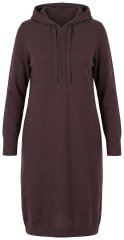 Ulla Popken 853669 Rochie tricotată cu mânecă lungă și glugă Maro mahon