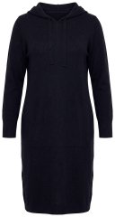 Ulla Popken 853669 Rochie hanorac cu mânecă lungă și glugă Bleumarin