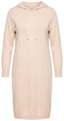 Ulla Popken 853669 Rochie tricotată cu mânecă lungă și glugă Bej
