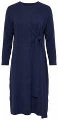 Ulla Popken 853760 Rochie tricotată cu mânecă lungă și cordon de legat Bleumarin