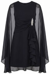 Ulla Popken 853774 Rochie cu volane Neagră