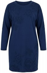 Ulla Popken 853877 Rochie hanorac cu flori Bleumarin