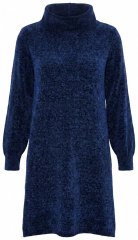 Ulla Popken 854602 Rochie tricotată cu mânecă lungă și guler înalt Bleumarin