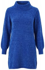 Ulla Popken 854602 Rochie tricotată cu mânecă lungă și guler înalt Albastru