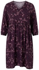 Ulla Popken 855270 Rochie din jerseu imprimată cu decolteu în V Neagră