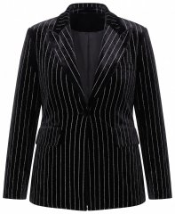 Ulla Popken 855499 Sacou din catifea cu strasuri Neagră