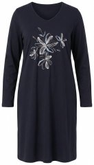 Ulla Popken 856132 Cămașă de noapte cu flori Neagră